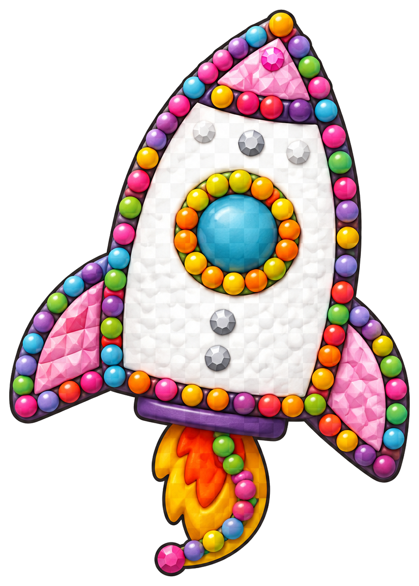 Colourful decorated craft rocket